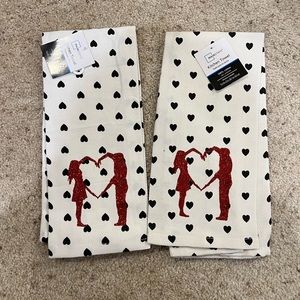 Glitter Valentine couple hand towels